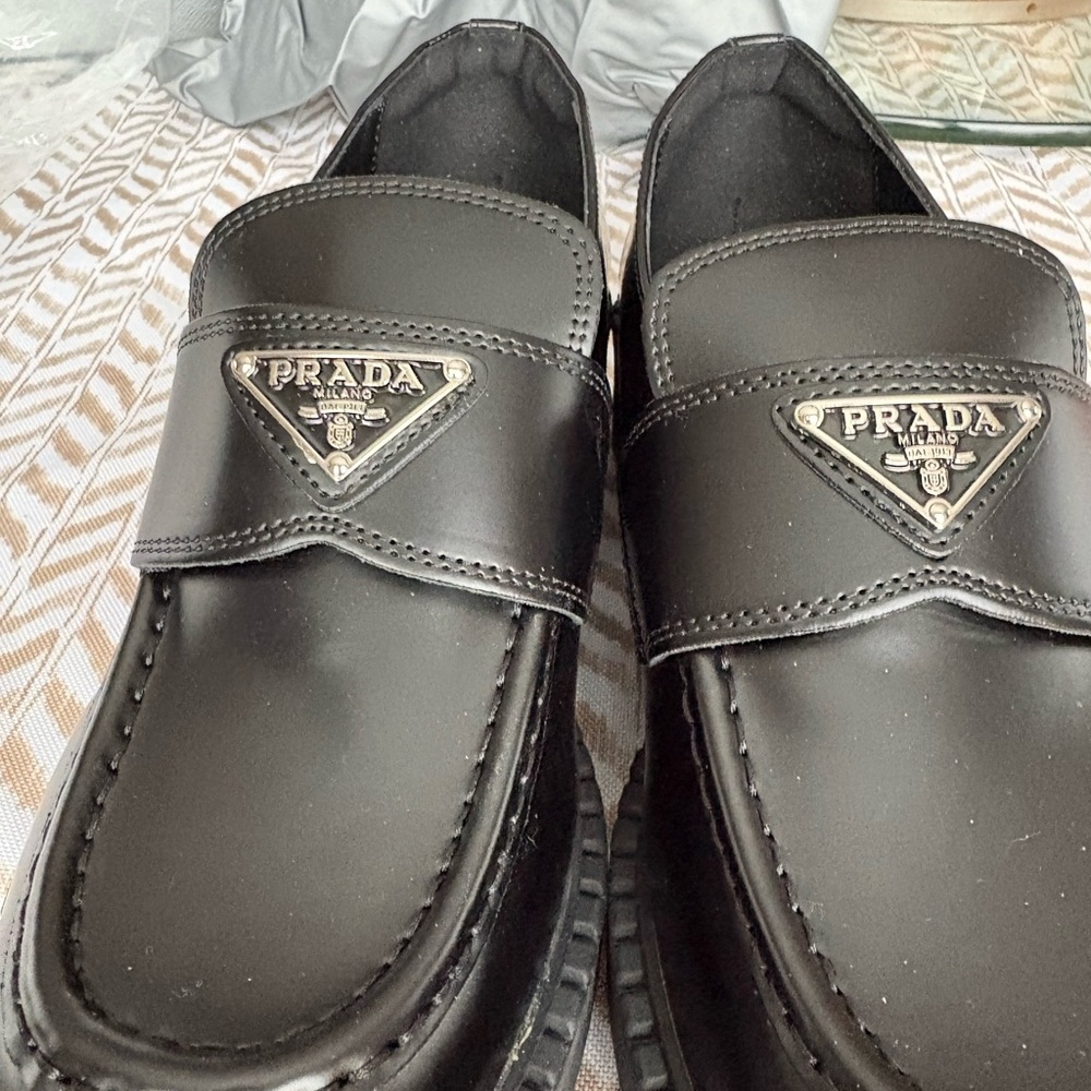 Prada women’s Black Leather Slip-Ons - Picture 2 of 11